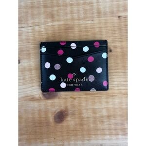 Kate Spade Glimmer Dot Card Holder Black Multi Polka Dot Carson Collection